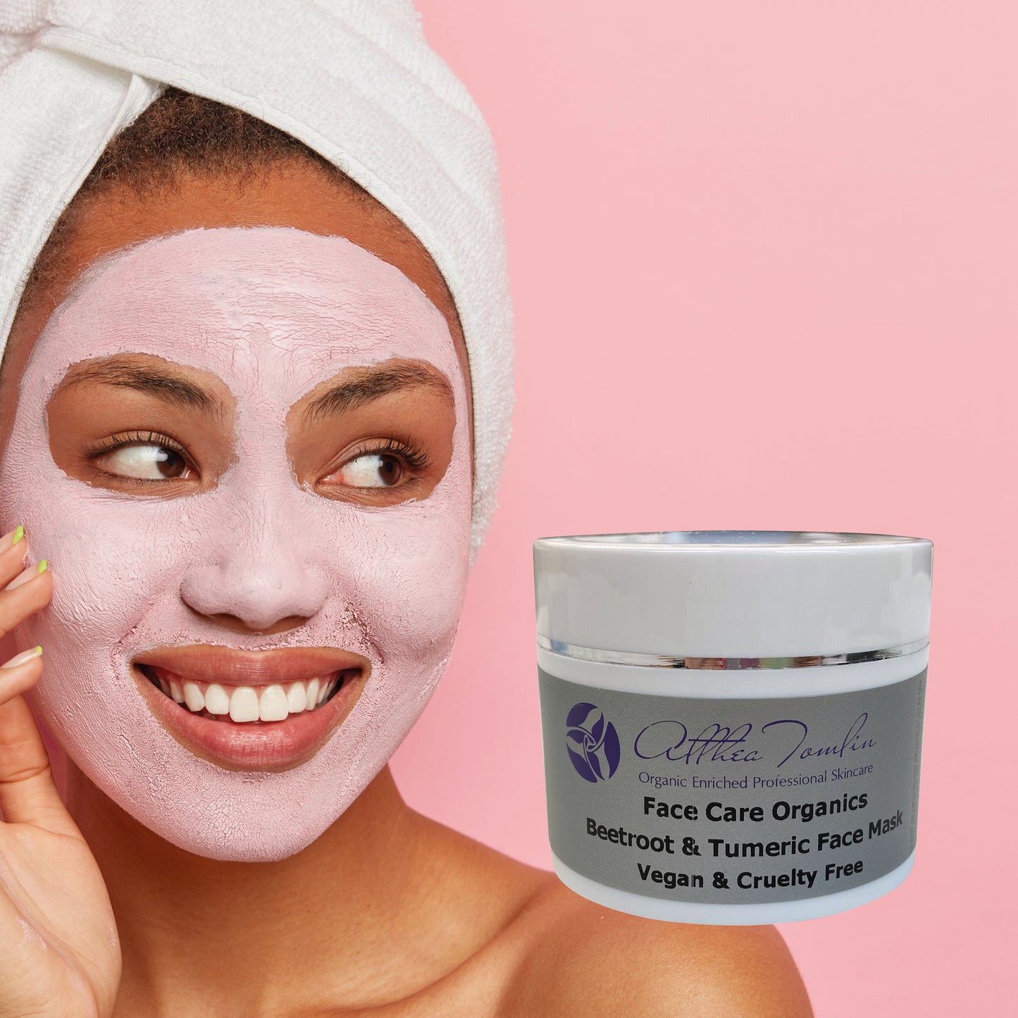 Vegan tumeric and beetroot beauty skincare face mask